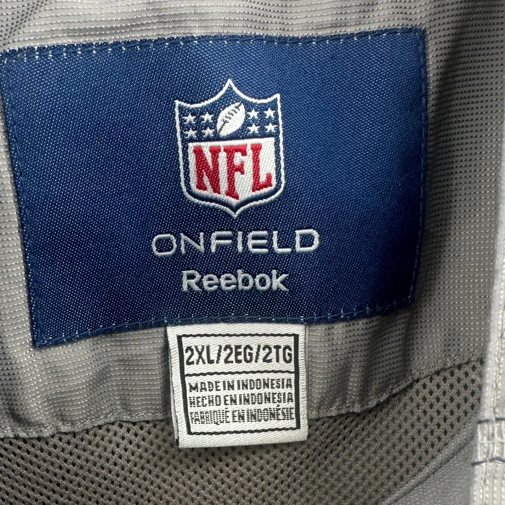 Reebok Dallas Cowboys Windbreaker Mens 2XL Gray Blue Quarter Zip Pullover Y2K